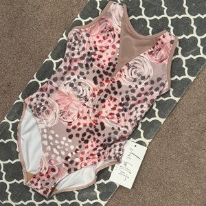 Soft Mauve Rose Floral Medium Child Leotard